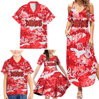 Dolphins Rugby Family Matching Summer Maxi Dress and Hawaiian Shirt Graffiti Typography Urban Camo Abstract Street Style