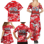 Dolphins Rugby Family Matching Summer Maxi Dress and Hawaiian Shirt Graffiti Typography Urban Camo Abstract Street Style