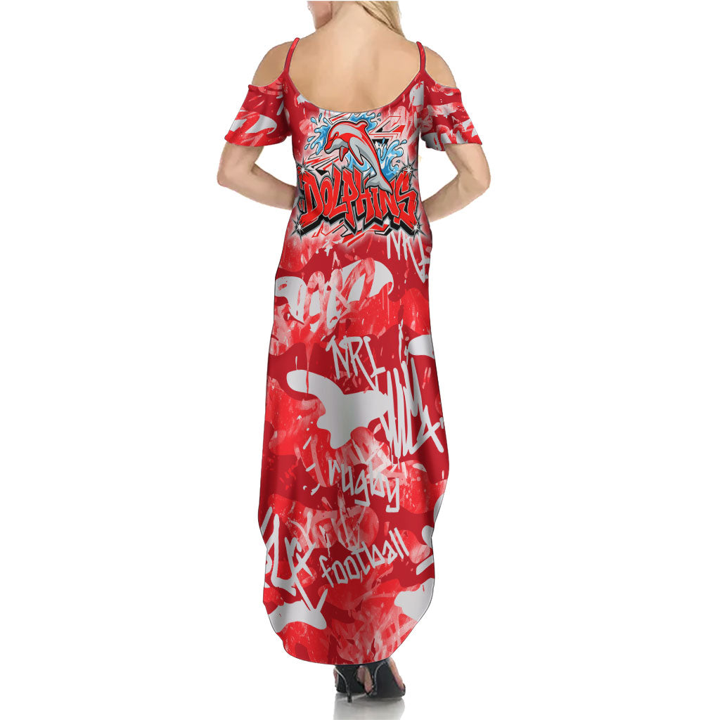 Dolphins Rugby Family Matching Summer Maxi Dress and Hawaiian Shirt Graffiti Typography Urban Camo Abstract Street Style