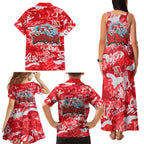 Dolphins Rugby Family Matching Tank Maxi Dress and Hawaiian Shirt Graffiti Typography Urban Camo Abstract Street Style