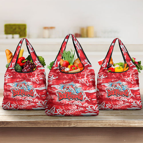 Dolphins Rugby Grocery Bag Graffiti Typography Urban Camo Abstract Street Style