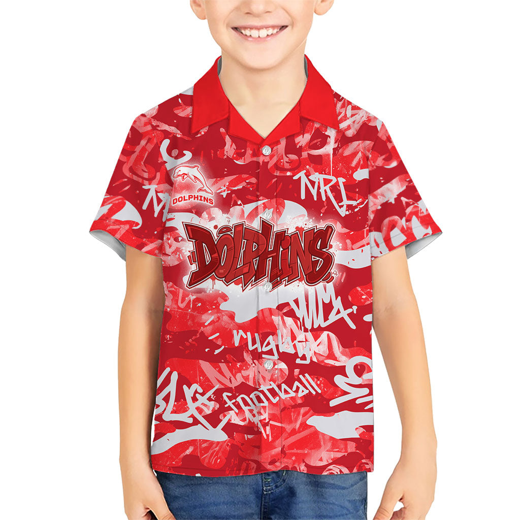 Dolphins Rugby Hawaiian Shirt Graffiti Typography Urban Camo Abstract Street Style