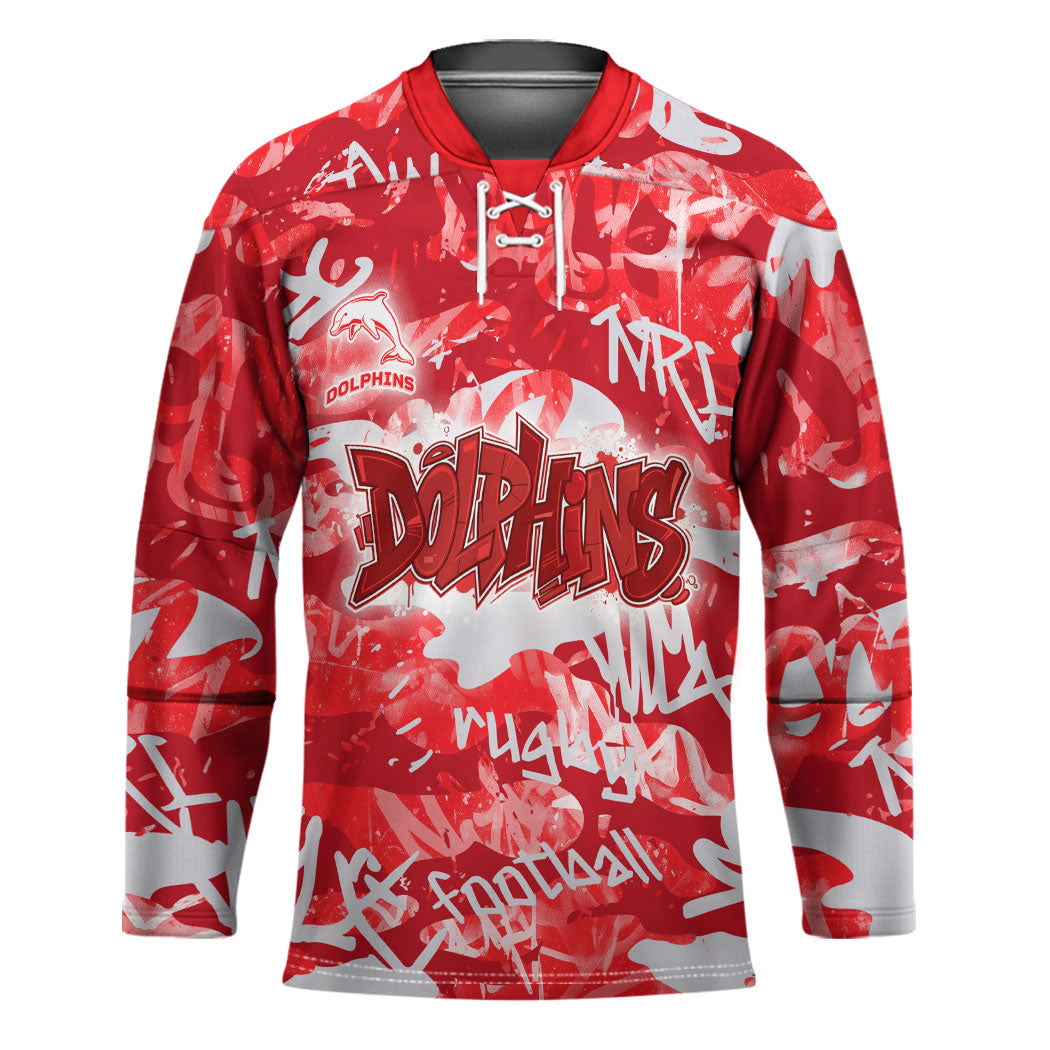 Dolphins Rugby Hockey Jersey Graffiti Typography Urban Camo Abstract Street Style