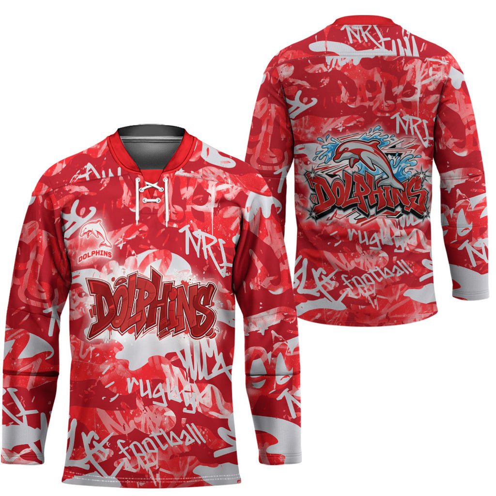Dolphins Rugby Hockey Jersey Graffiti Typography Urban Camo Abstract Street Style