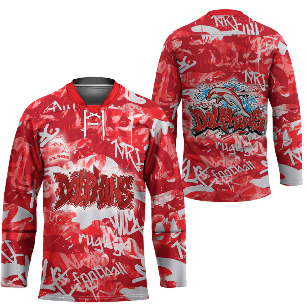 Dolphins Rugby Hockey Jersey Graffiti Typography Urban Camo Abstract Street Style