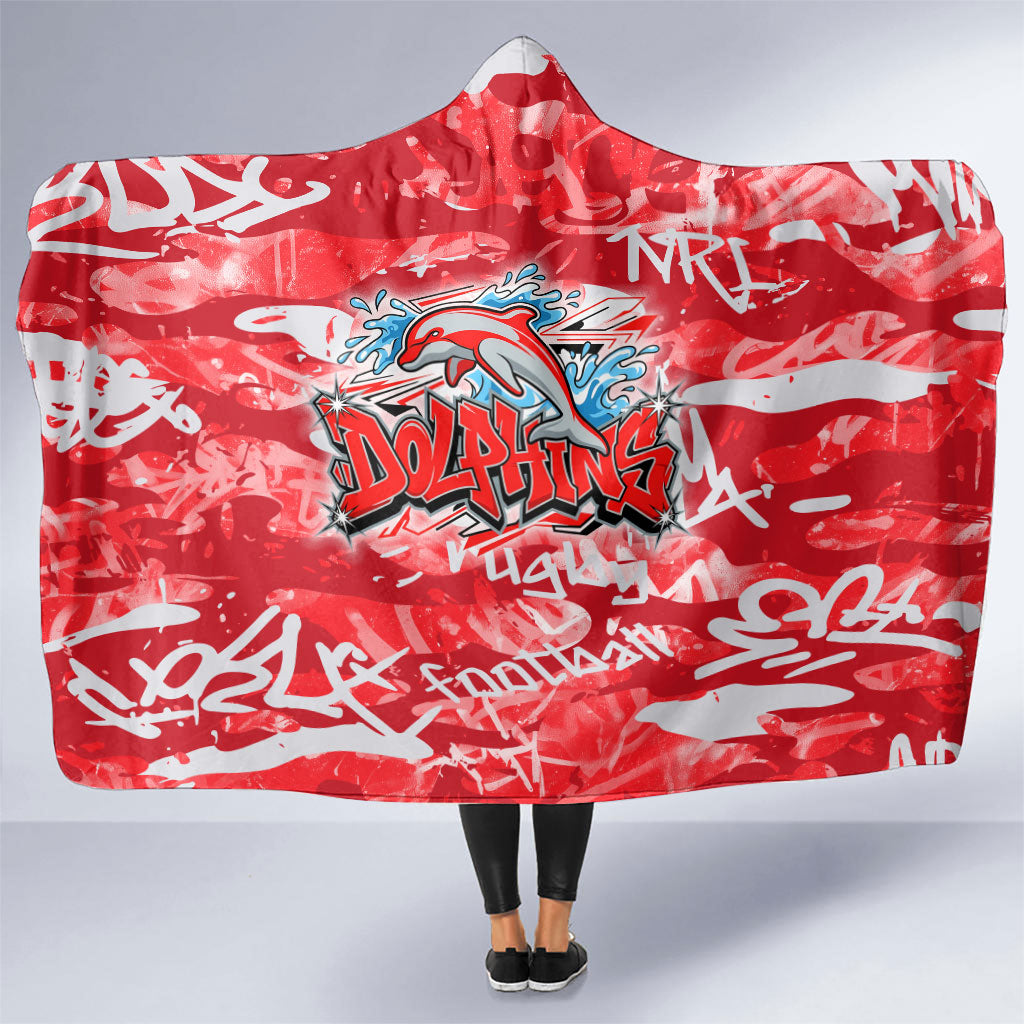 Dolphins Rugby Hooded Blanket Graffiti Typography Urban Camo Abstract Street Style