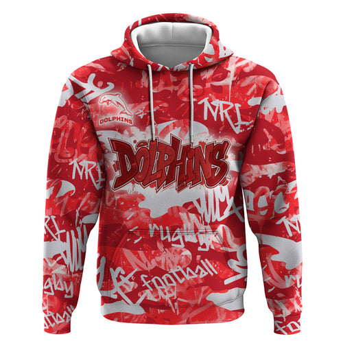 Dolphins Rugby Hoodie Graffiti Typography Urban Camo Abstract Street Style