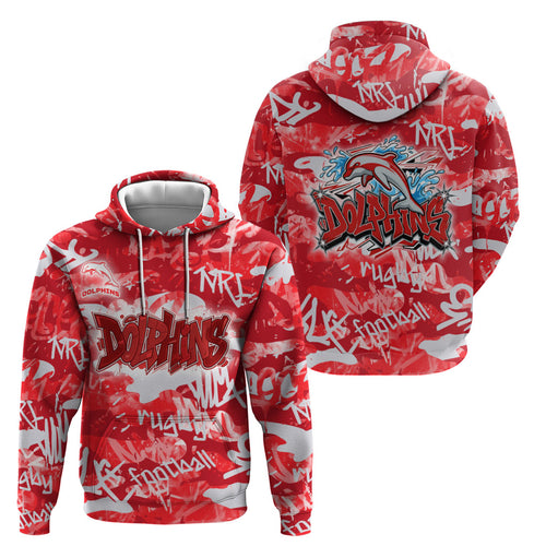 Dolphins Rugby Hoodie Graffiti Typography Urban Camo Abstract Street Style