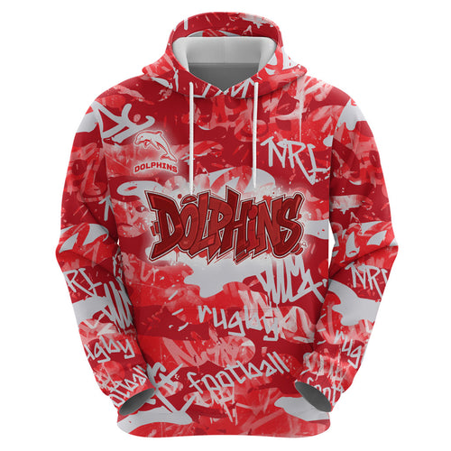 Dolphins Rugby Hoodie Graffiti Typography Urban Camo Abstract Street Style