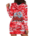 Dolphins Rugby Hoodie Dress Graffiti Typography Urban Camo Abstract Street Style