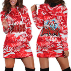 Dolphins Rugby Hoodie Dress Graffiti Typography Urban Camo Abstract Street Style