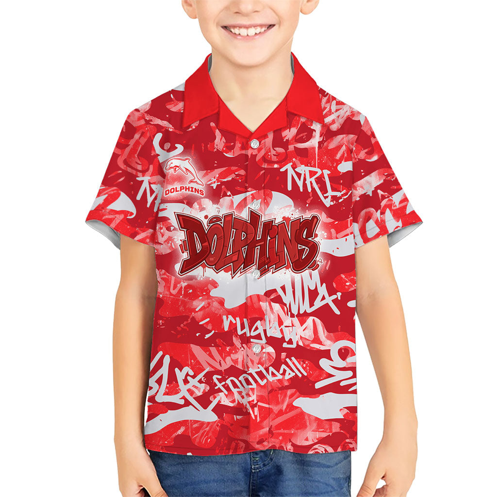 Dolphins Rugby Kid Hawaiian Shirt Graffiti Typography Urban Camo Abstract Street Style