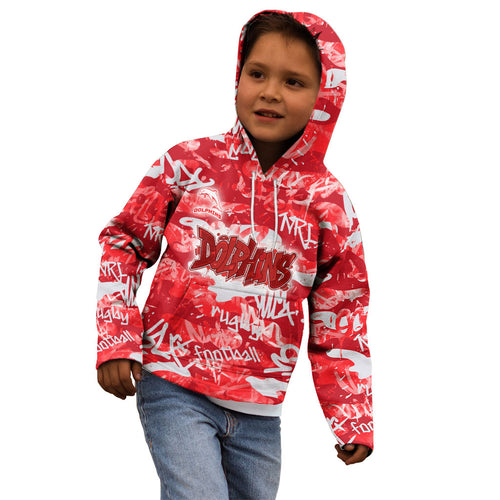 Dolphins Rugby Kid Hoodie Graffiti Typography Urban Camo Abstract Street Style