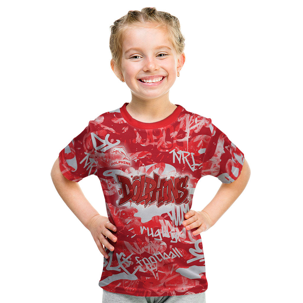 Dolphins Rugby Kid T Shirt Graffiti Typography Urban Camo Abstract Street Style