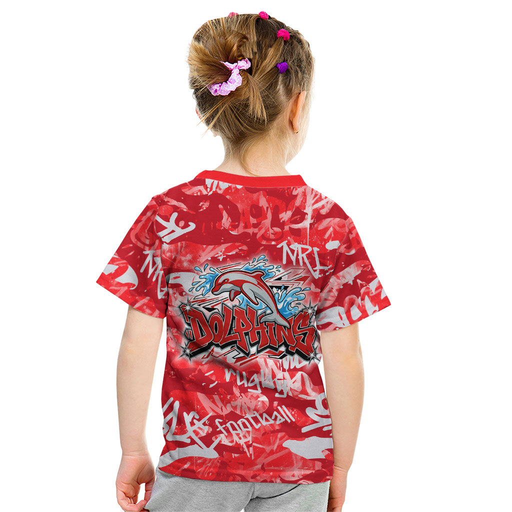 Dolphins Rugby Kid T Shirt Graffiti Typography Urban Camo Abstract Street Style