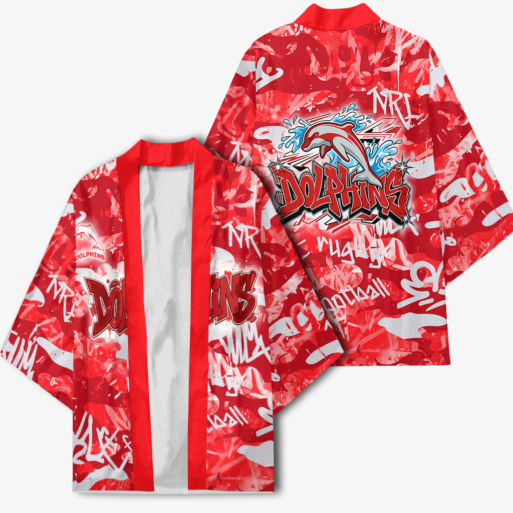 Dolphins Rugby Kimono Graffiti Typography Urban Camo Abstract Street Style