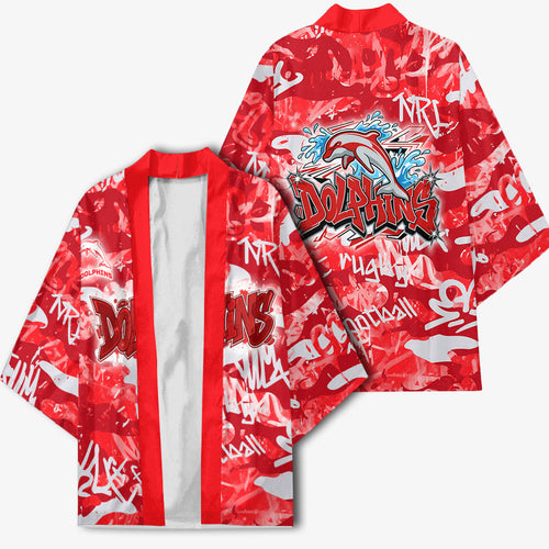 Dolphins Rugby Kimono Graffiti Typography Urban Camo Abstract Street Style