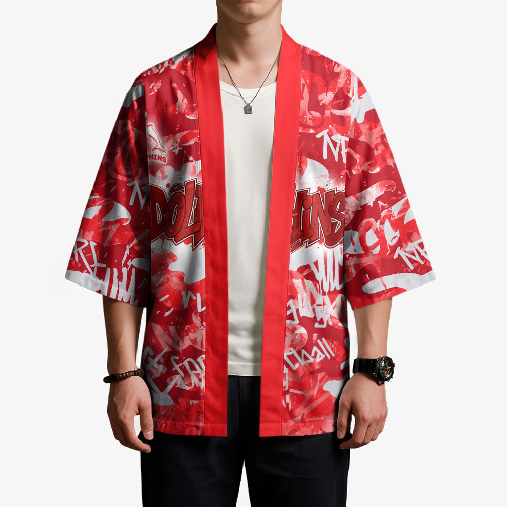 Dolphins Rugby Kimono Graffiti Typography Urban Camo Abstract Street Style