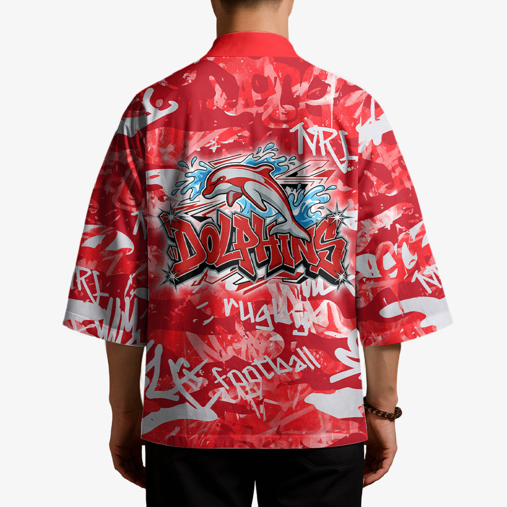Dolphins Rugby Kimono Graffiti Typography Urban Camo Abstract Street Style