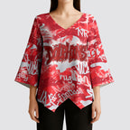 Dolphins Rugby Kimono Sleeve Blouse Graffiti Typography Urban Camo Abstract Street Style