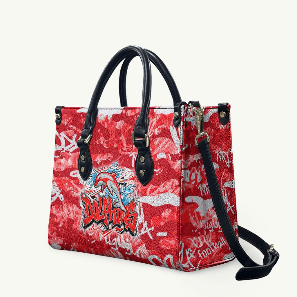 Dolphins Rugby Leather Bag Graffiti Typography Urban Camo Abstract Street Style