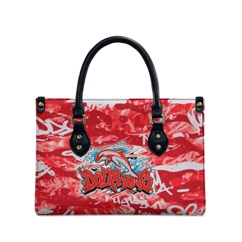 Dolphins Rugby Leather Bag Graffiti Typography Urban Camo Abstract Street Style
