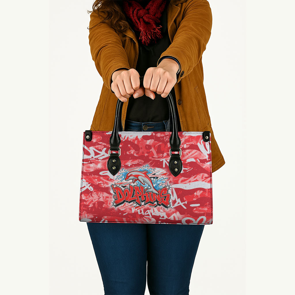 Dolphins Rugby Leather Bag Graffiti Typography Urban Camo Abstract Street Style