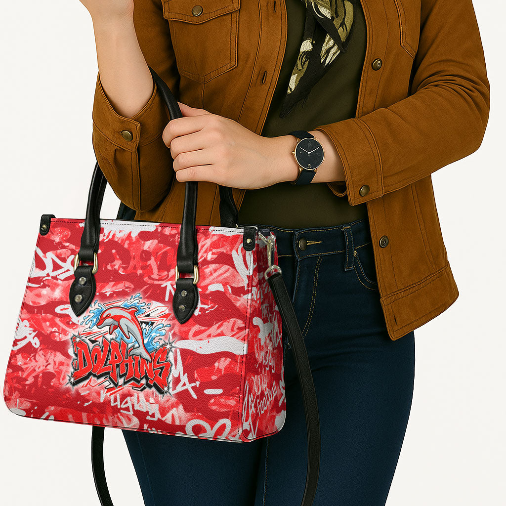 Dolphins Rugby Leather Bag Graffiti Typography Urban Camo Abstract Street Style