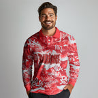 Dolphins Rugby Long Sleeve Polo Shirt Graffiti Typography Urban Camo Abstract Street Style