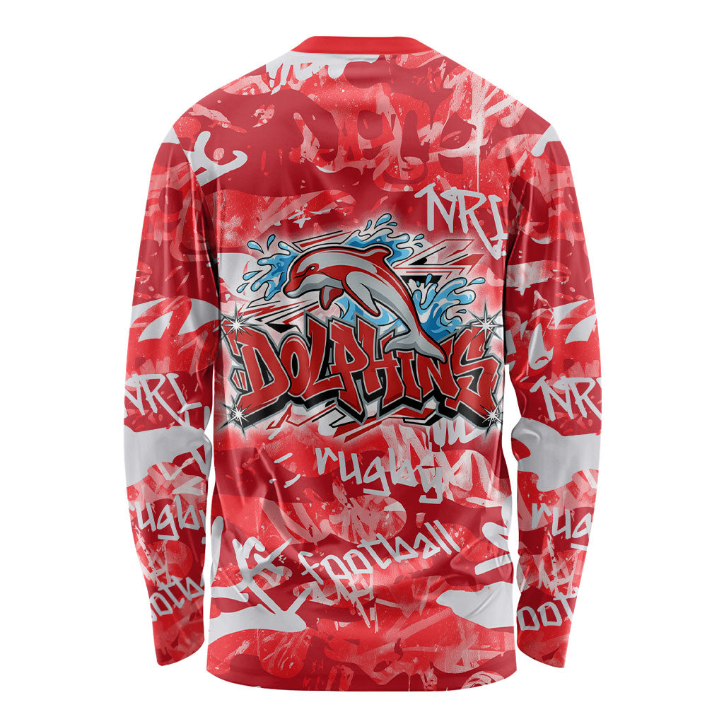 Dolphins Rugby Long Sleeve Shirt Graffiti Typography Urban Camo Abstract Street Style