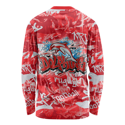 Dolphins Rugby Long Sleeve Shirt Graffiti Typography Urban Camo Abstract Street Style
