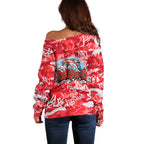 Dolphins Rugby Off Shoulder Sweater Graffiti Typography Urban Camo Abstract Street Style
