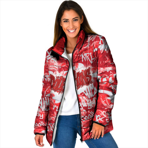 Dolphins Rugby Padded Jacket Graffiti Typography Urban Camo Abstract Street Style