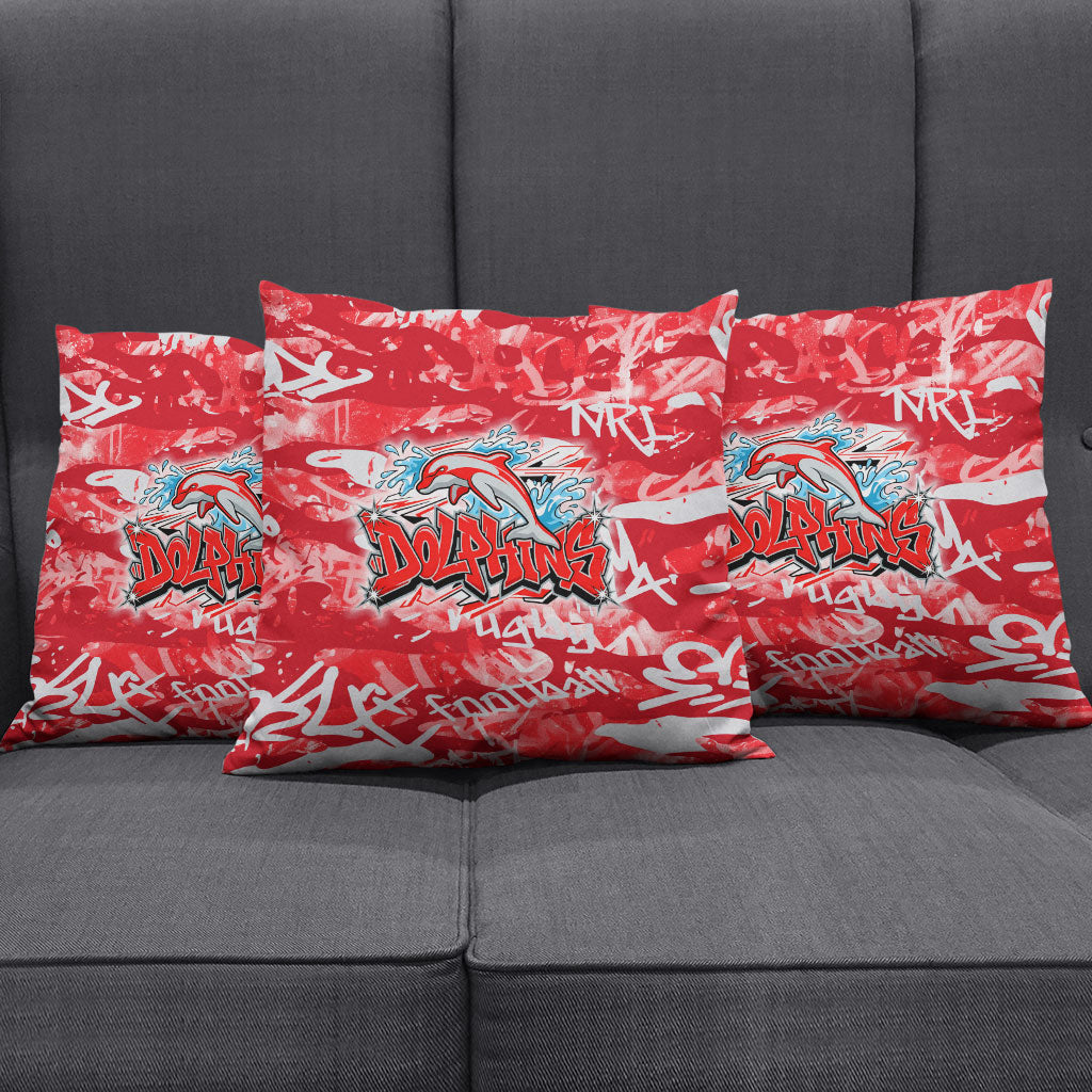 Dolphins Rugby Pillow Cover Graffiti Typography Urban Camo Abstract Street Style