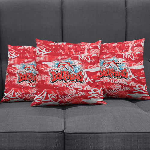 Dolphins Rugby Pillow Cover Graffiti Typography Urban Camo Abstract Street Style