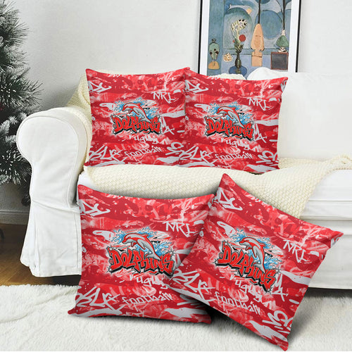 Dolphins Rugby Pillow Cover Graffiti Typography Urban Camo Abstract Street Style