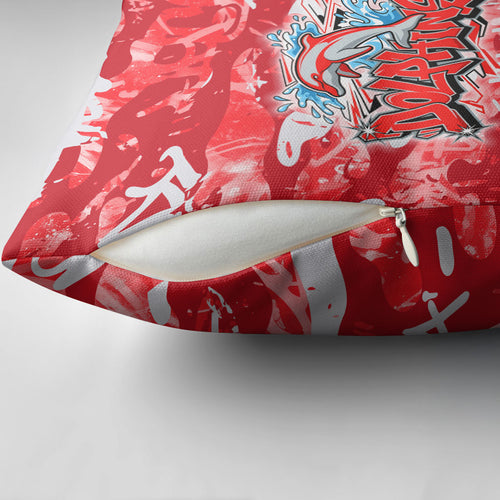 Dolphins Rugby Pillow Cover Graffiti Typography Urban Camo Abstract Street Style