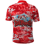 Dolphins Rugby Polo Shirt Graffiti Typography Urban Camo Abstract Street Style