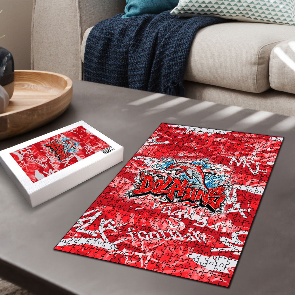 Dolphins Rugby Puzzle Graffiti Typography Urban Camo Abstract Street Style