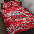 Dolphins Rugby Quilt Bed Set Graffiti Typography Urban Camo Abstract Street Style