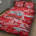 Dolphins Rugby Quilt Bed Set Graffiti Typography Urban Camo Abstract Street Style