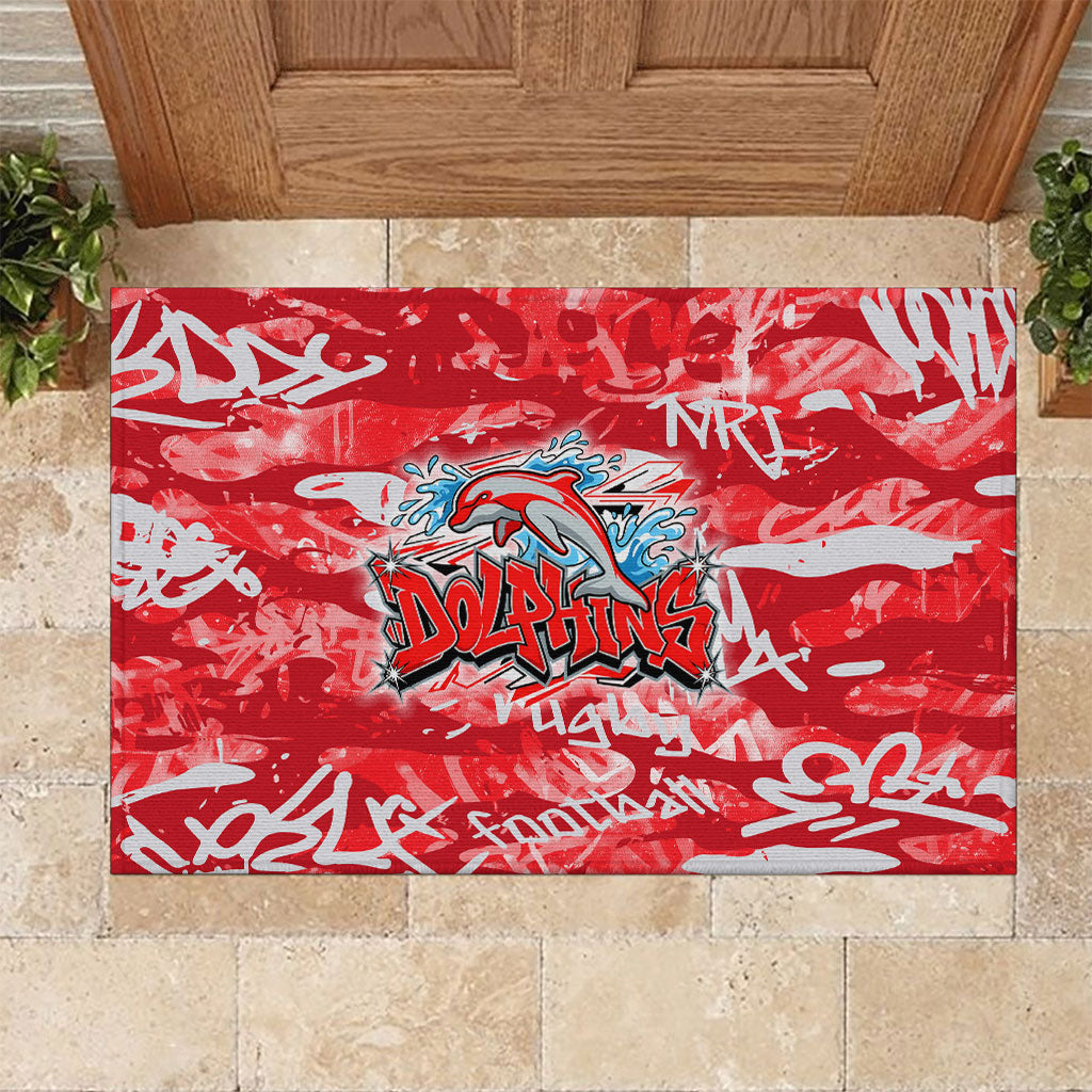 Dolphins Rugby Rubber Doormat Graffiti Typography Urban Camo Abstract Street Style