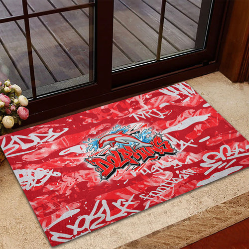Dolphins Rugby Rubber Doormat Graffiti Typography Urban Camo Abstract Street Style