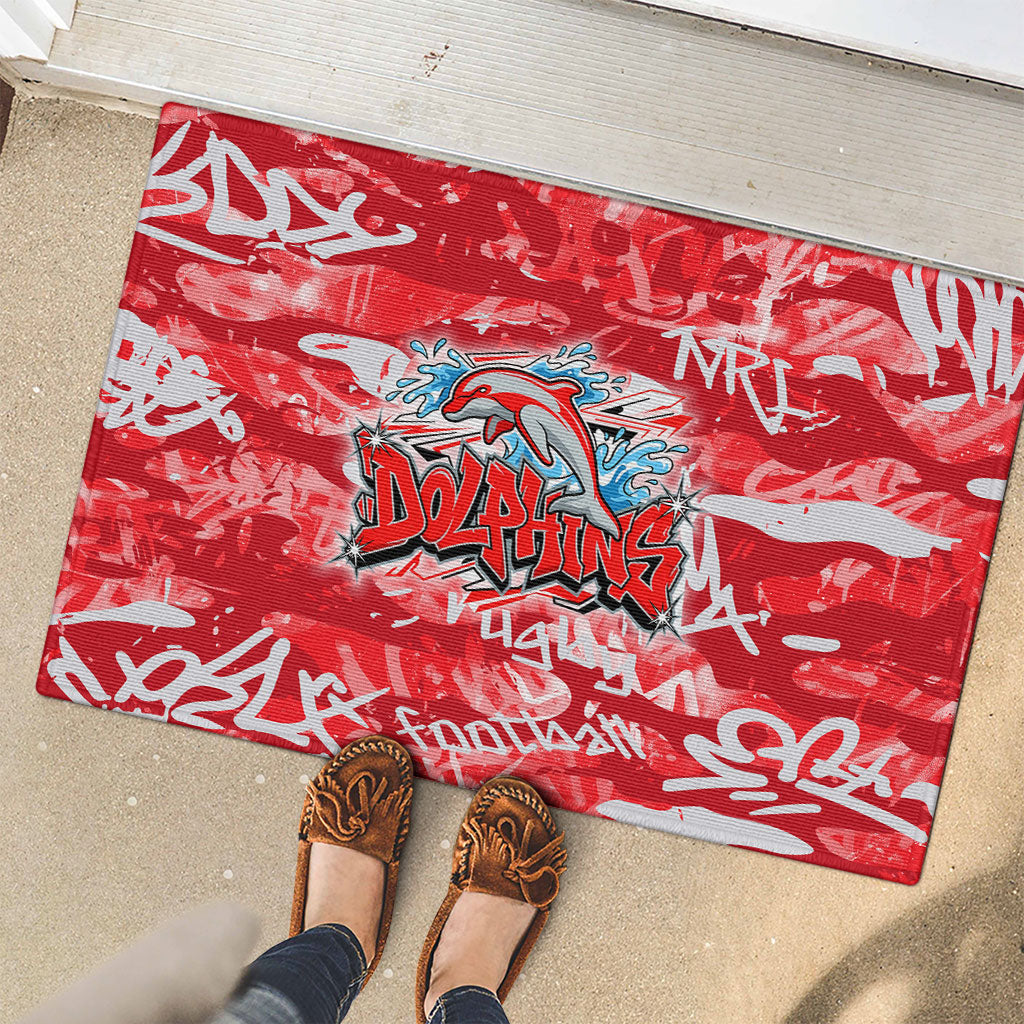 Dolphins Rugby Rubber Doormat Graffiti Typography Urban Camo Abstract Street Style