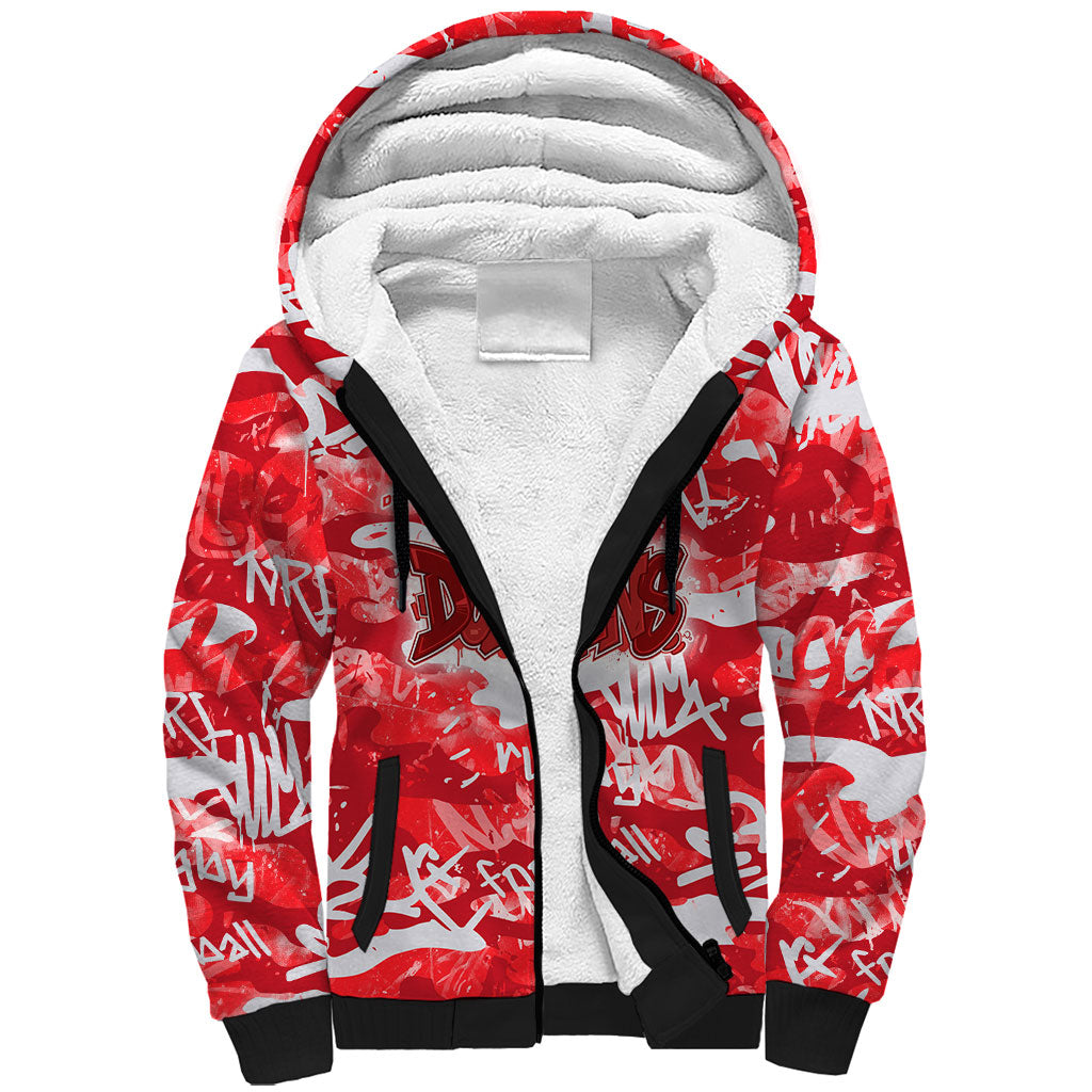 Dolphins Rugby Sherpa Hoodie Graffiti Typography Urban Camo Abstract Street Style