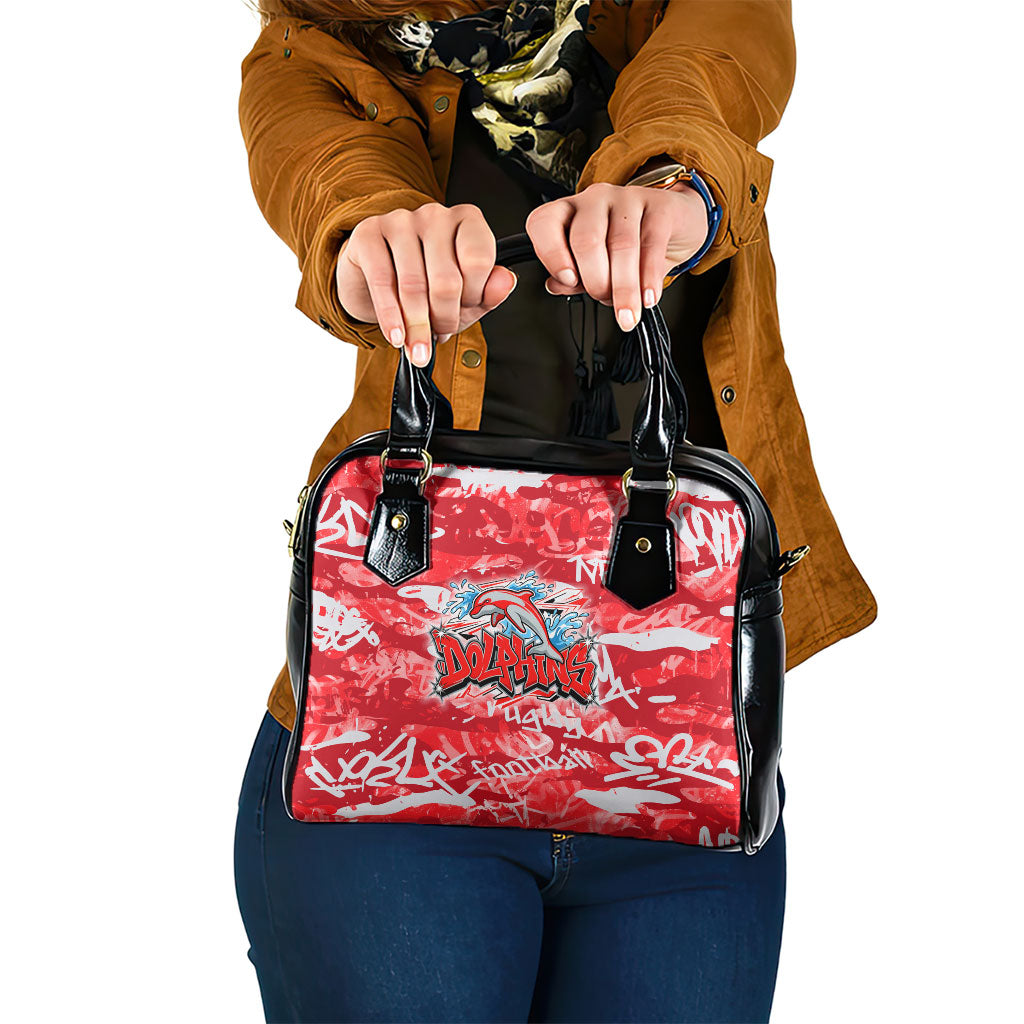 Dolphins Rugby Shoulder Handbag Graffiti Typography Urban Camo Abstract Street Style