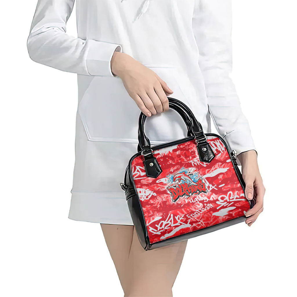 Dolphins Rugby Shoulder Handbag Graffiti Typography Urban Camo Abstract Street Style