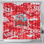 Dolphins Rugby Shower Curtain Graffiti Typography Urban Camo Abstract Street Style
