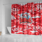 Dolphins Rugby Shower Curtain Graffiti Typography Urban Camo Abstract Street Style