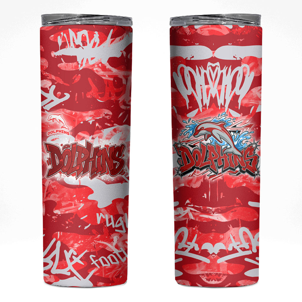 Dolphins Rugby Skinny Tumbler Graffiti Typography Urban Camo Abstract Street Style